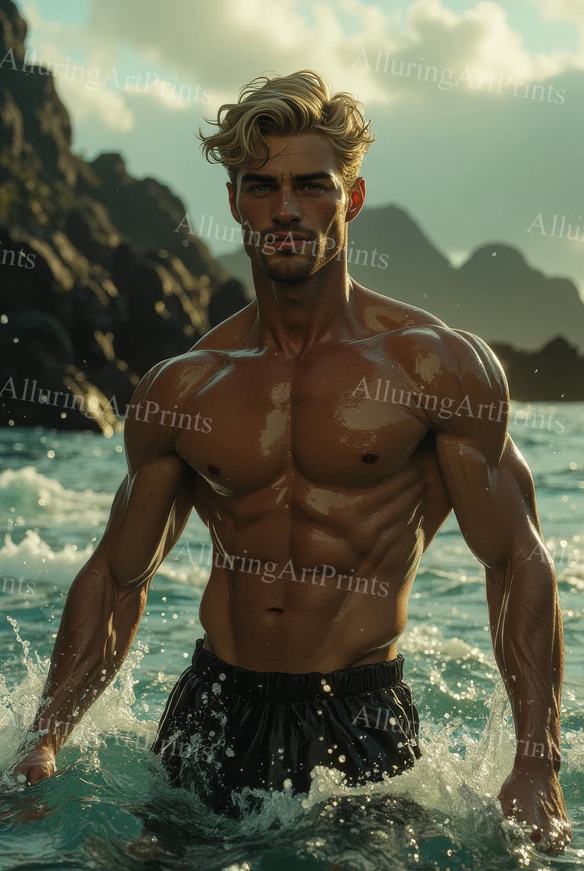 Male Model Muscular Digital Art AI Fantasy - 290D