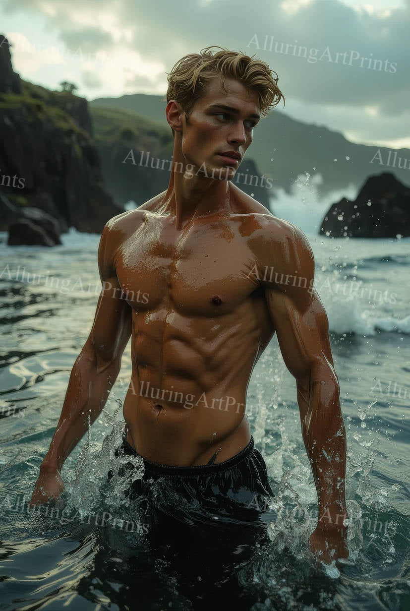 Male Model Muscular Digital Art AI Fantasy - 305D