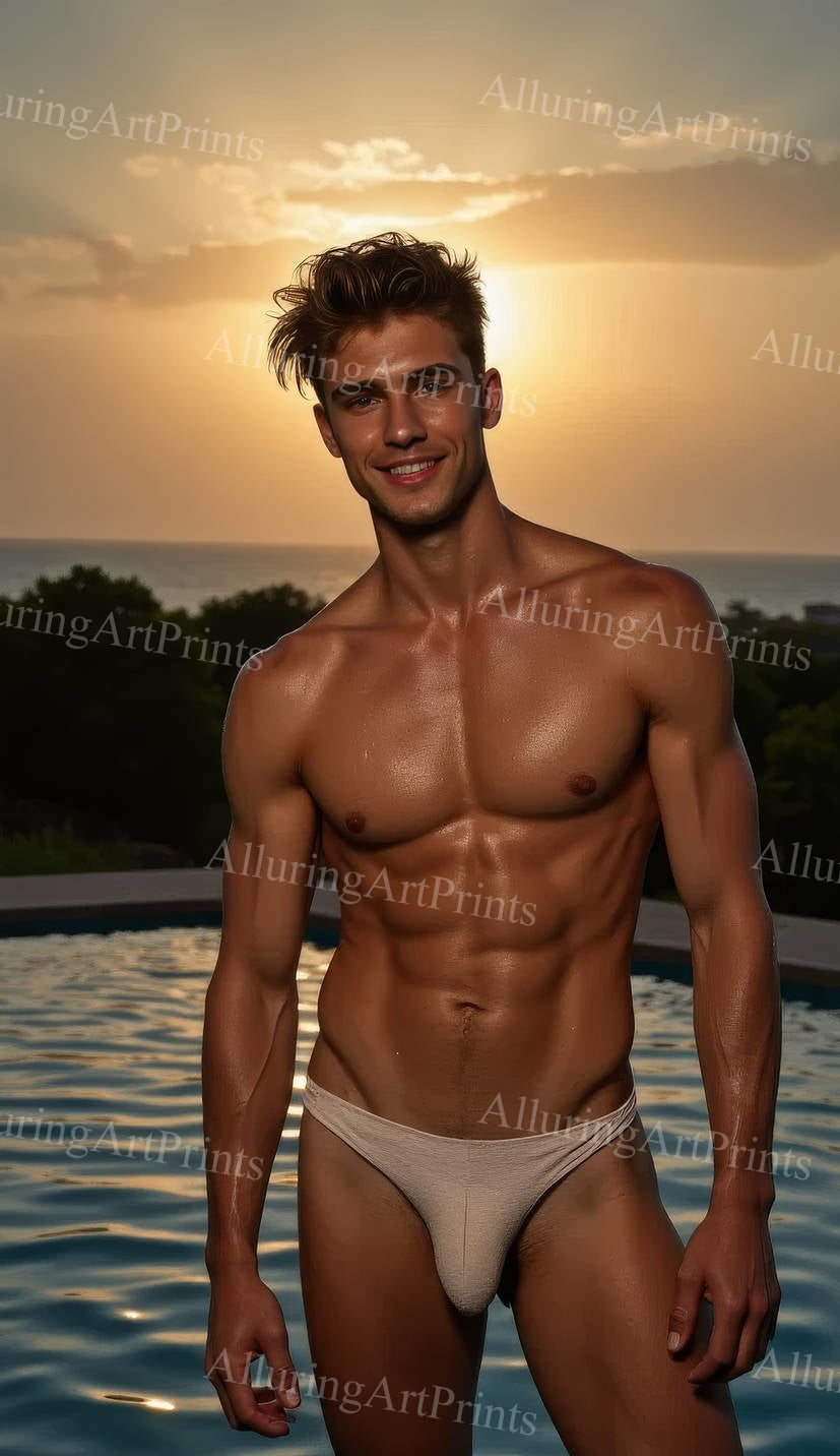 Male Model Muscular Digital Art AI Fantasy - 309D