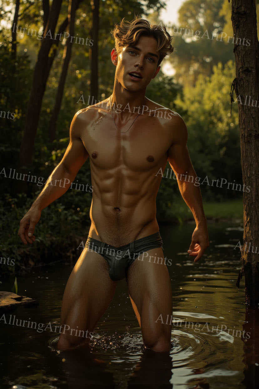 Male Model Muscular Digital Art AI Fantasy - 314D
