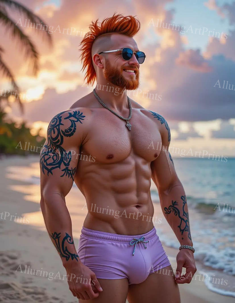 Male Model Muscular Digital Art AI Fantasy - 534D