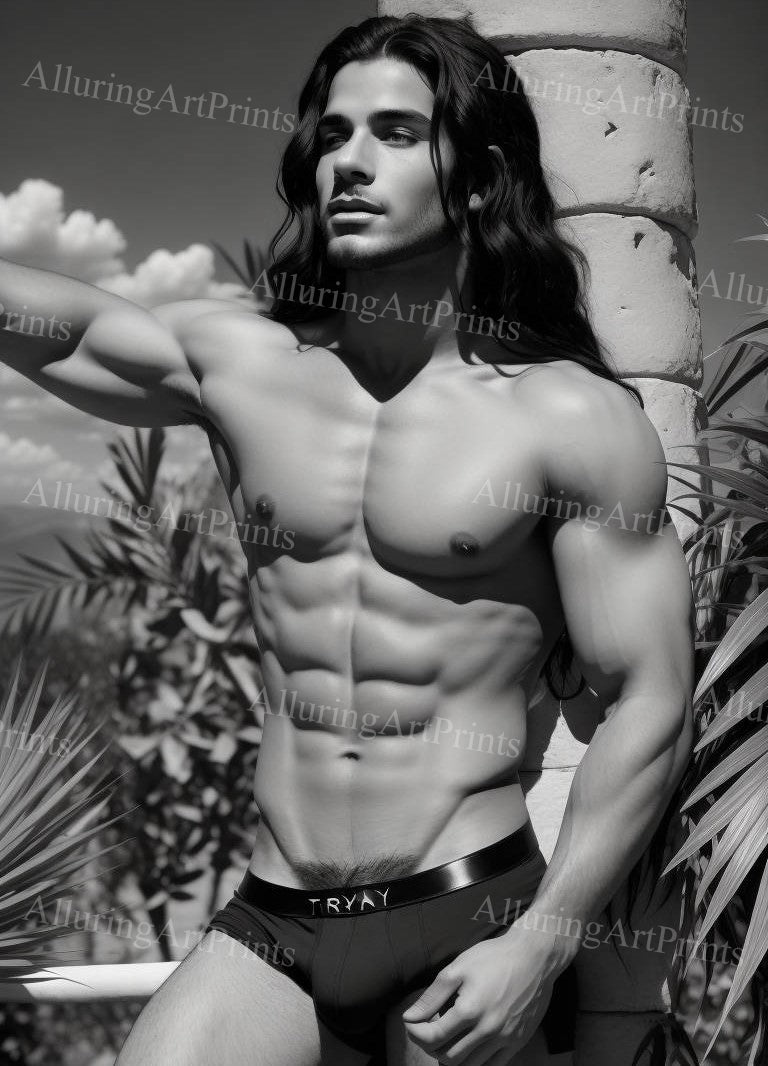 Male Model Muscular Digital Art AI Fantasy - 554D