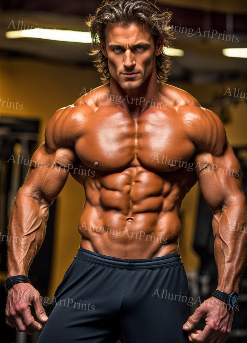 Male Model Muscular Digital Art AI Fantasy - 555D