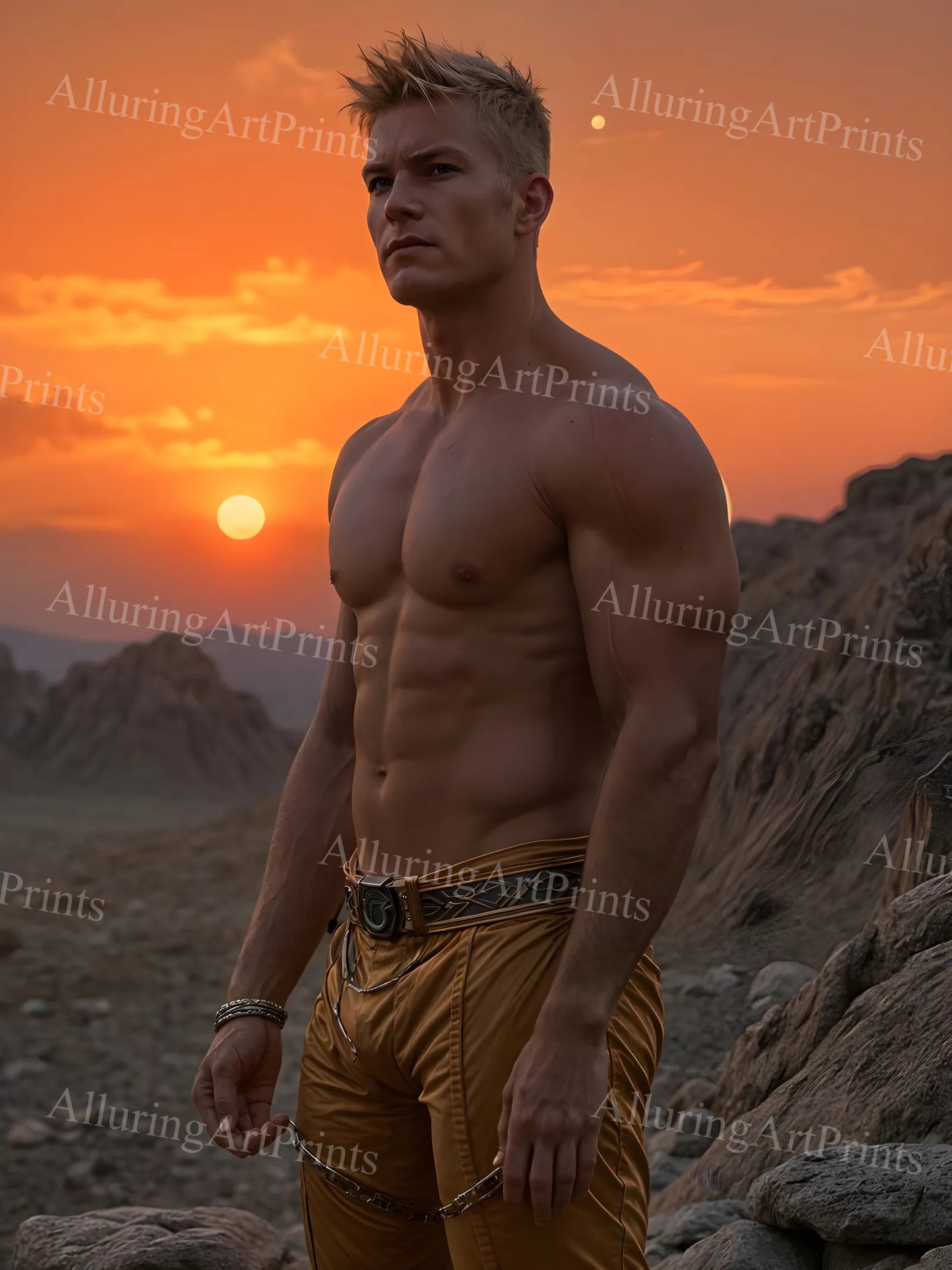 Male Model Muscular Digital Art AI Fantasy - 624D