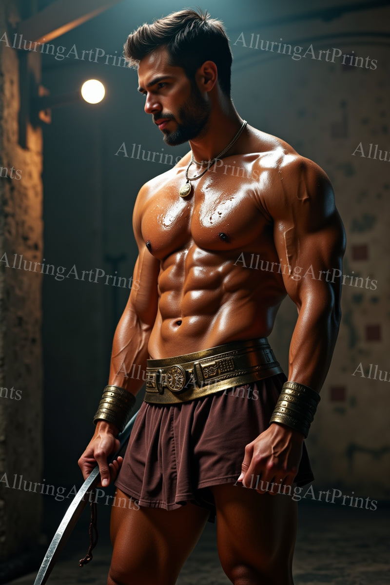 Male Model Muscular Digital Art AI Fantasy - 644D
