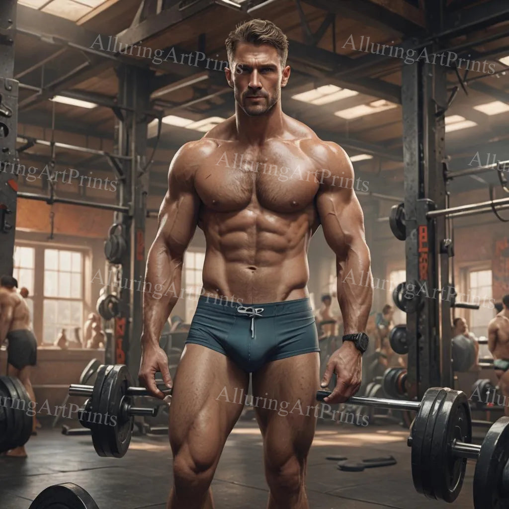 Male Model Muscular Digital Art AI Fantasy - 668D