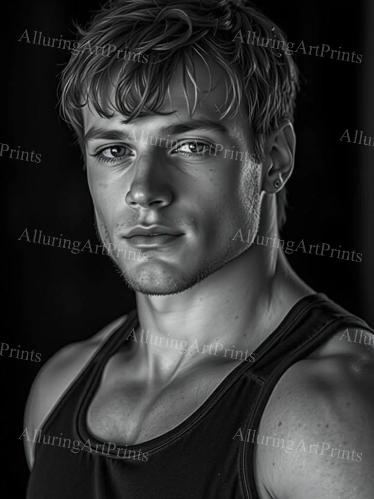 Male Model Muscular Digital Art AI Fantasy - 670D