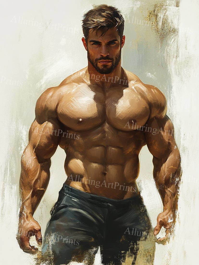 Male Model Muscular Digital Art AI Fantasy - 69D