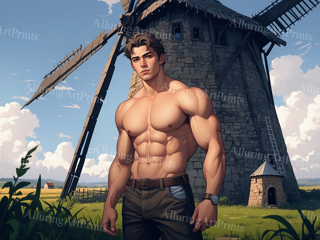 Male Model Muscular Digital Art AI Fantasy - 74D