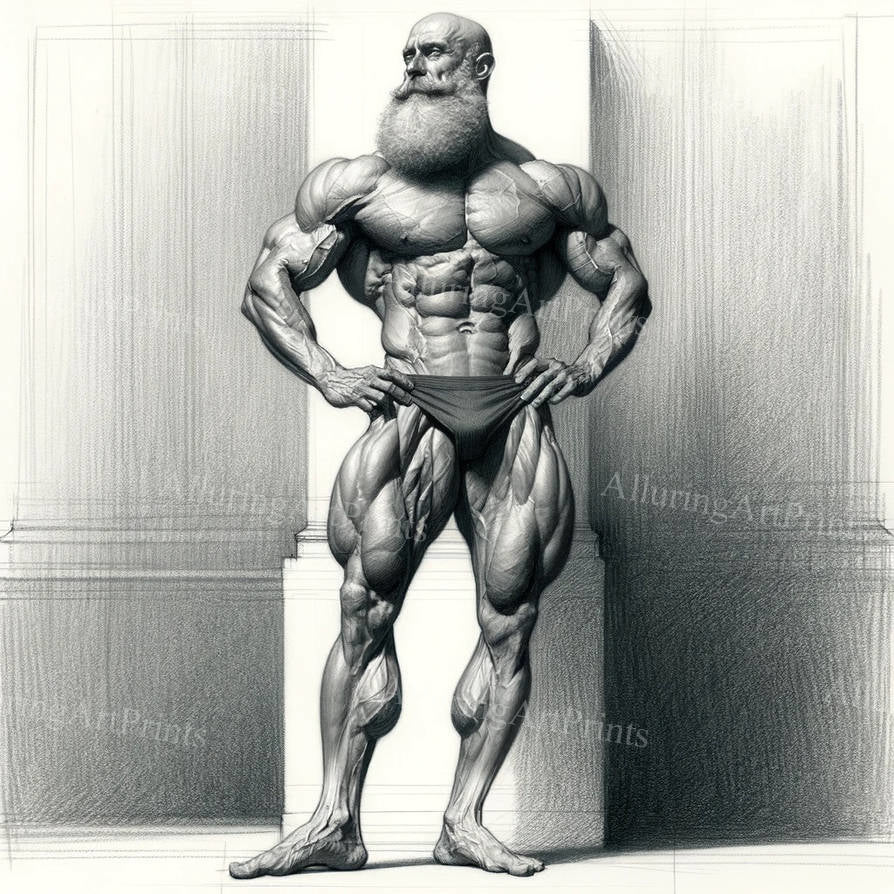 Male Model Muscular Digital Art AI Fantasy - 94D