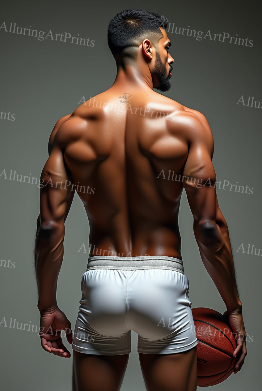 Nude Male Model Muscular Frontal Digital Art AI Fantasy - 100E