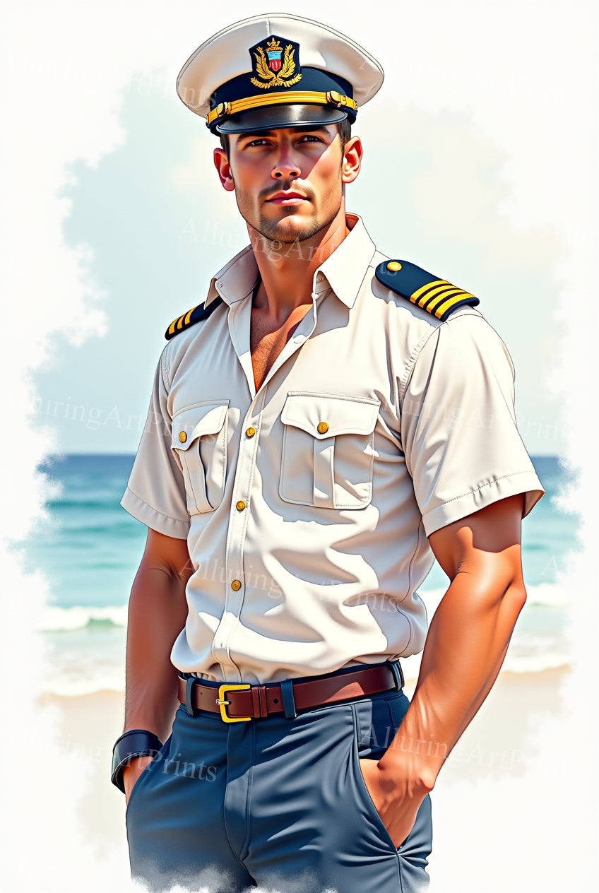Nude Male Model Muscular Digital Art AI Fantasy - 13E