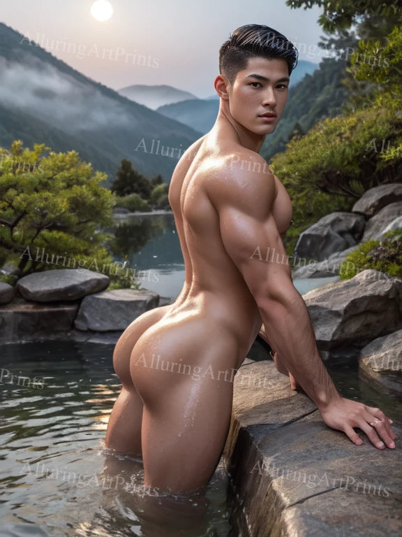 Male Model Muscular Buns Digital Art AI Fantasy - 135E