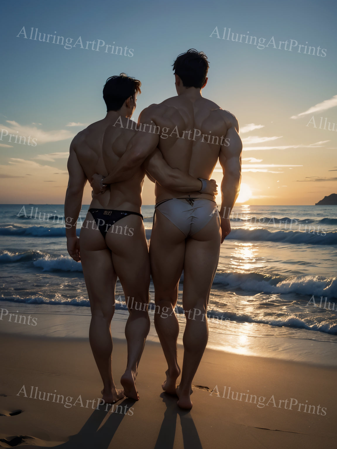 Nude Male Models Muscular Frontal Digital Art AI Fantasy - 136E