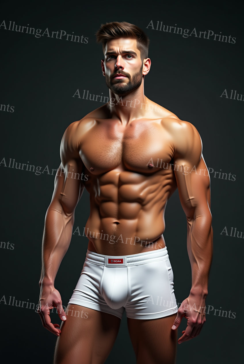 Male Model Muscular Frontal Digital Art AI Fantasy - 146E
