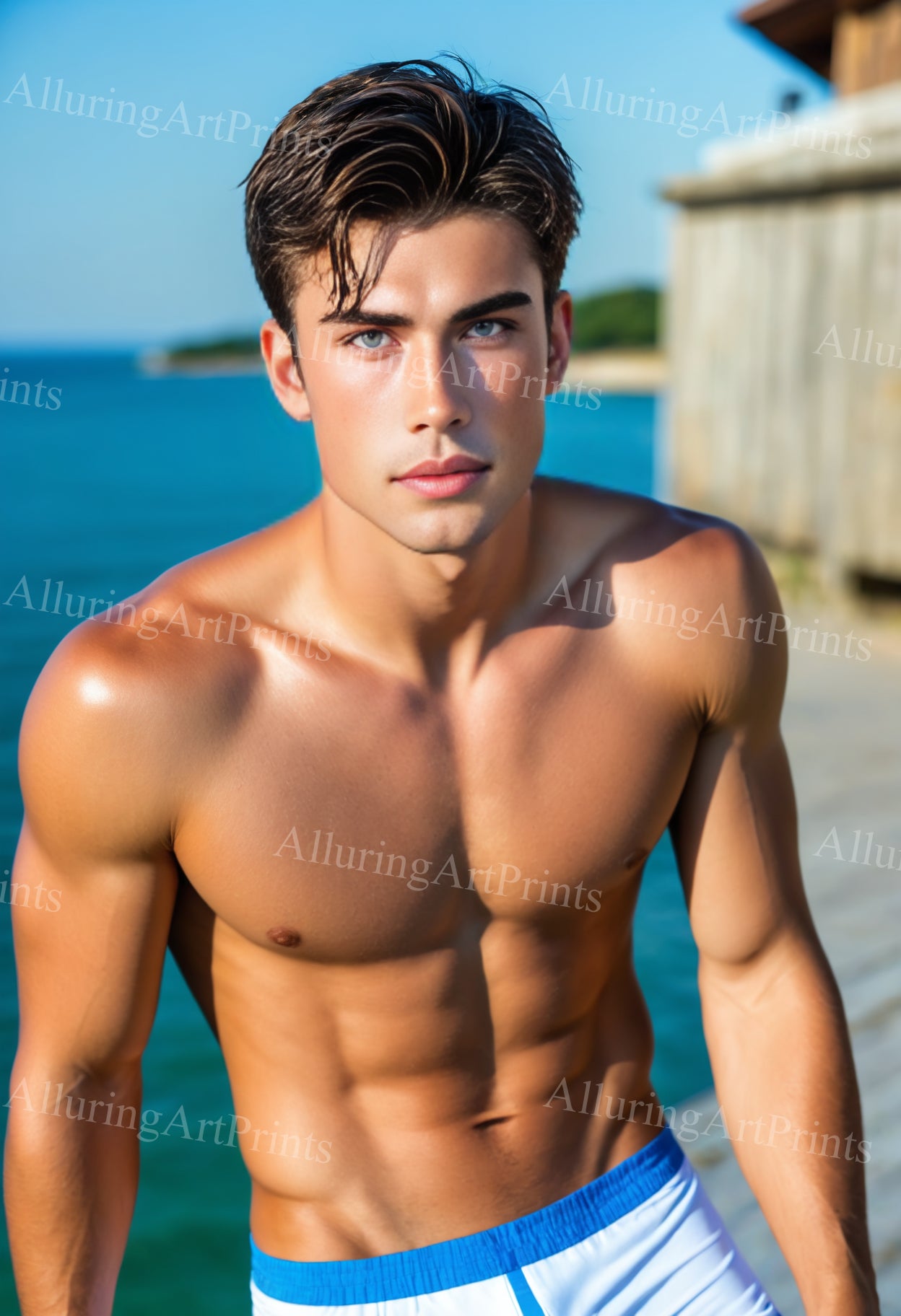 Male Model Muscular Digital Art AI Fantasy - 176E