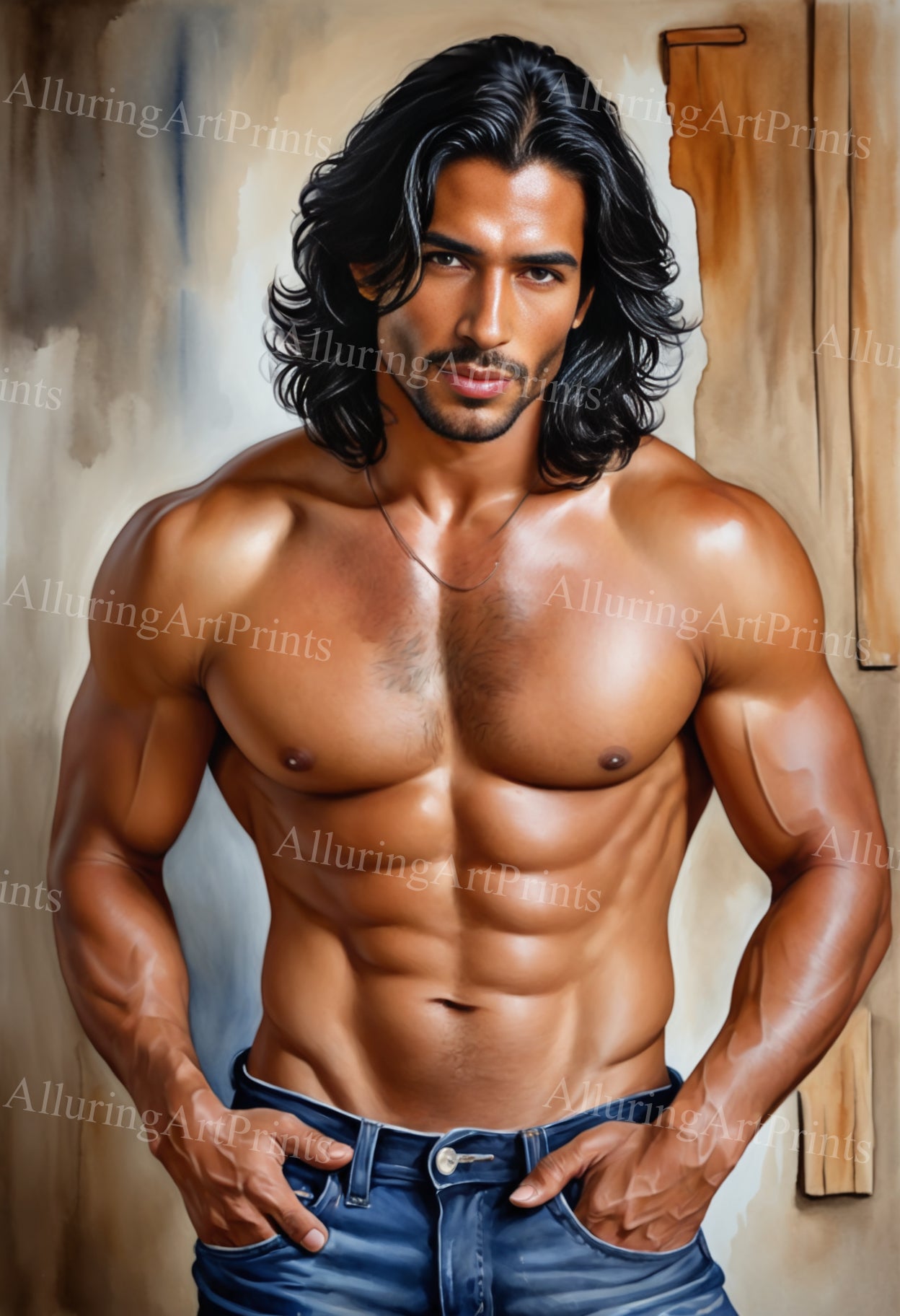 Nude Male Models Muscular Digital Art AI Fantasy - 21E