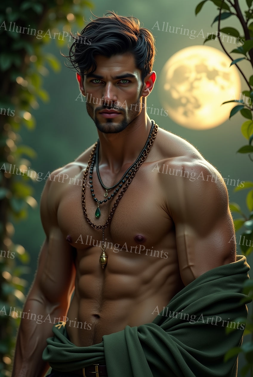 Nude Male Model Muscular Digital Art AI Fantasy - 38E