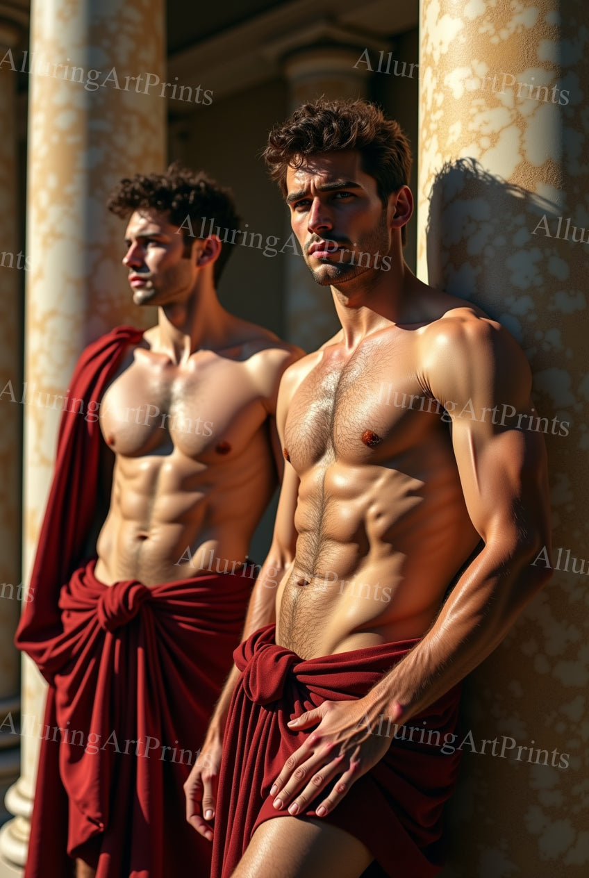Nude Male Models Muscular Digital Art AI Fantasy - 45E