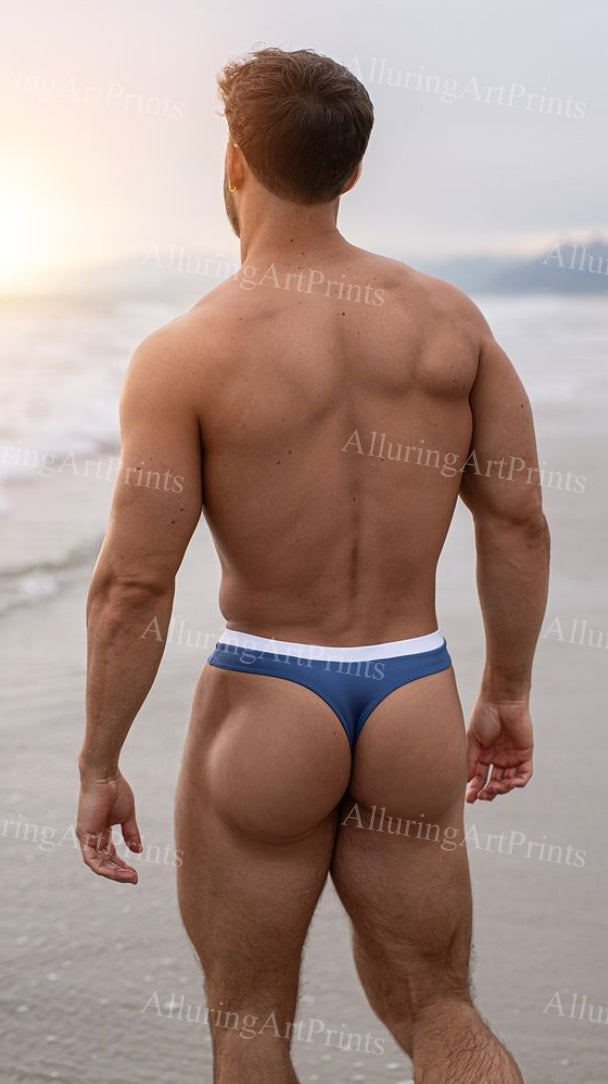 Male Model Muscular Buns Digital Art AI Fantasy - 663E