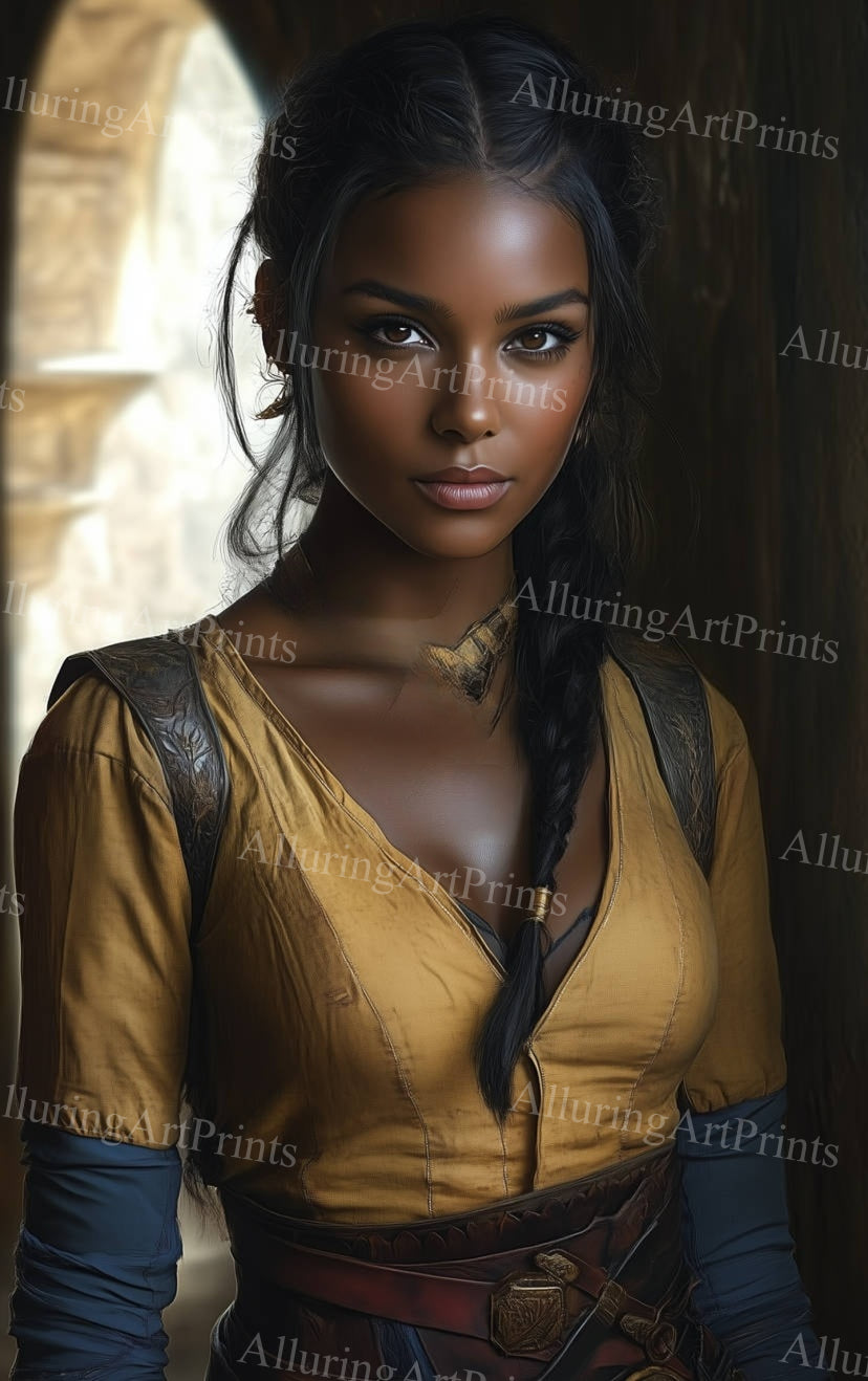 Risque Black Model Female Digital Art AI Fantasy - EE460