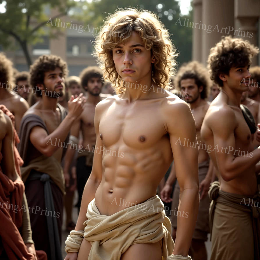 Male Model Muscular Digital Art AI Fantasy - 12F