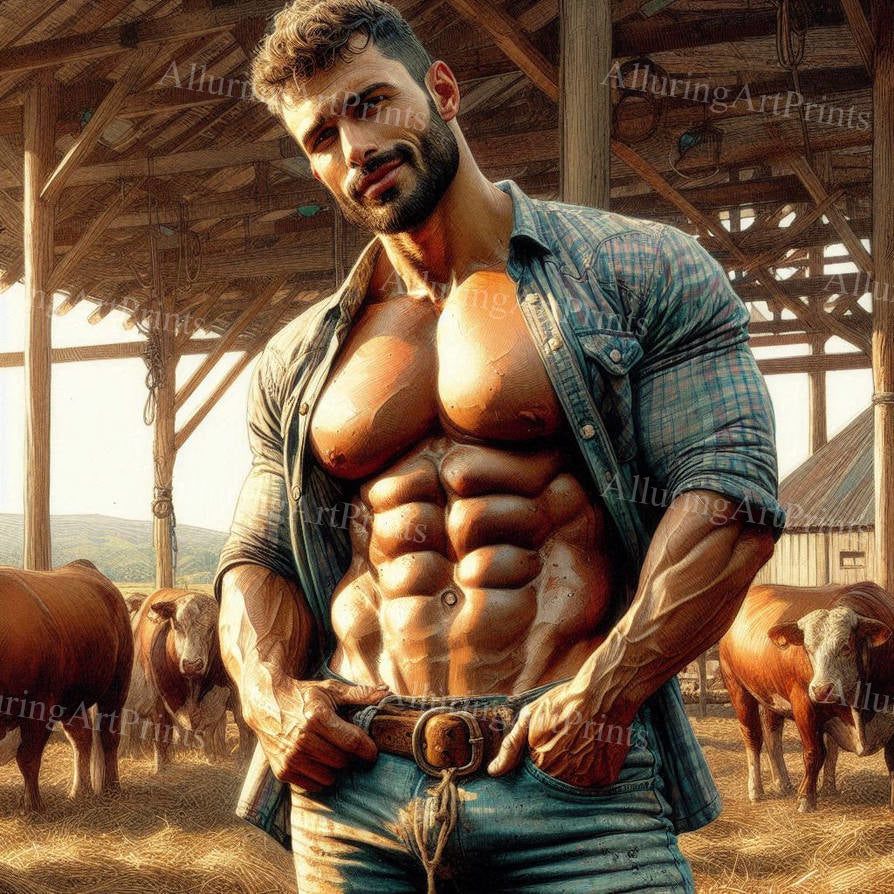 Male Model Muscular Digital Art AI Fantasy - 266F