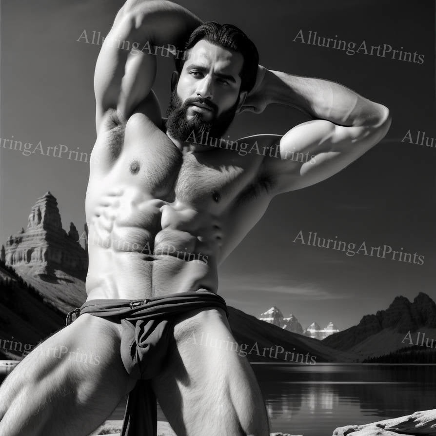Male Model Muscular Digital Art AI Fantasy - 272F
