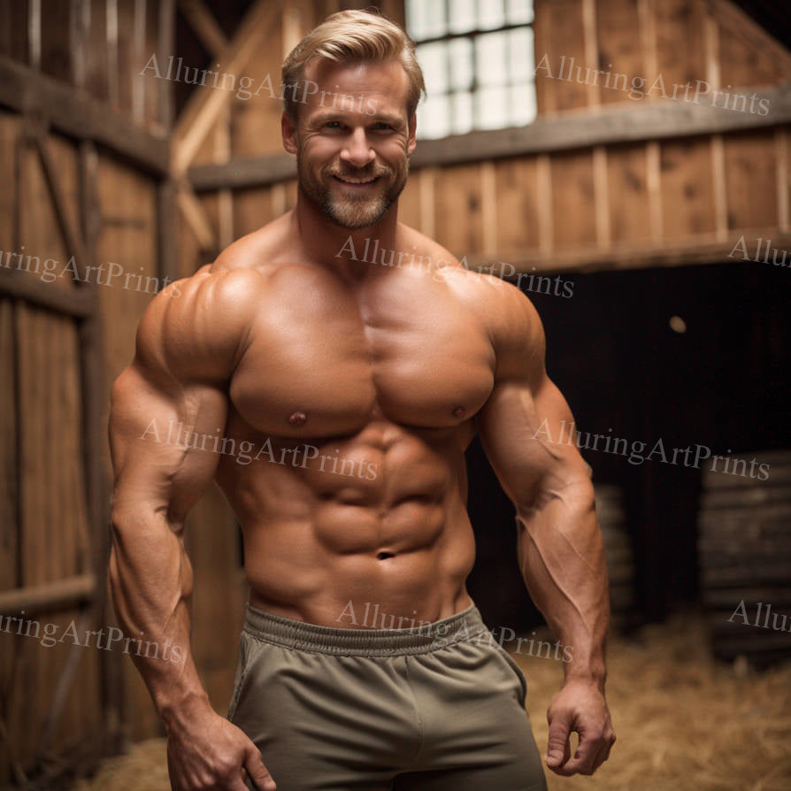 Male Model Muscular Digital Art AI Fantasy - 283F