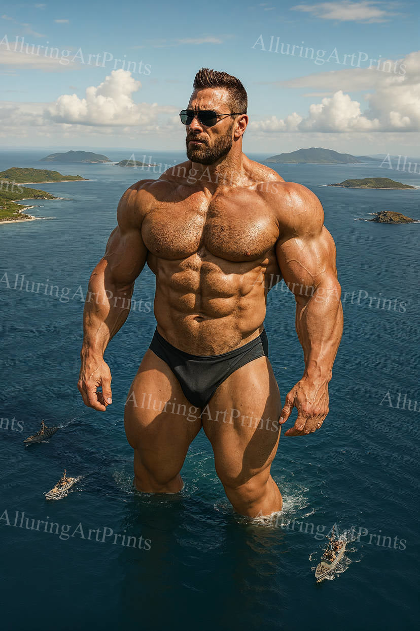 Male Model Muscular Digital Art AI Fantasy - 289F