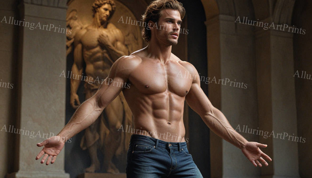 Male Model Muscular Digital Art AI Fantasy - 296F