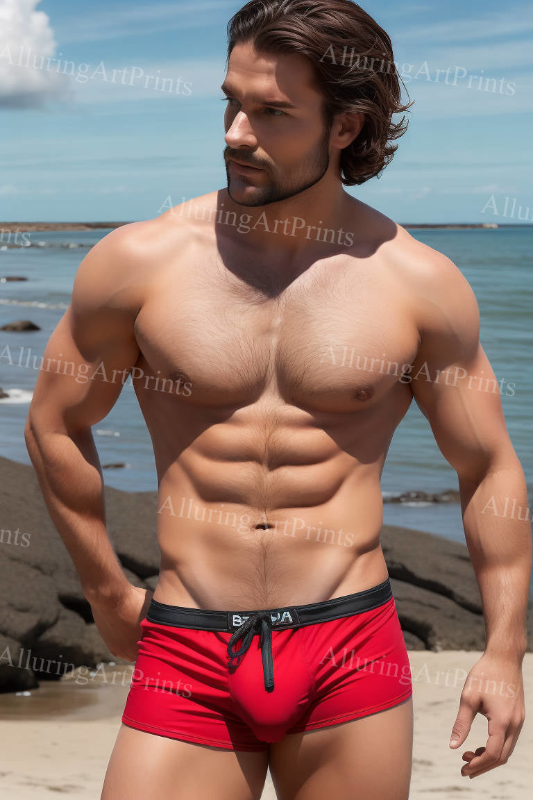 Male Model Muscular Digital Art AI Fantasy - 299F