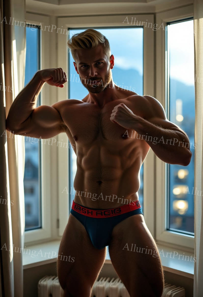 Male Model Muscular Digital Art AI Fantasy - 304F