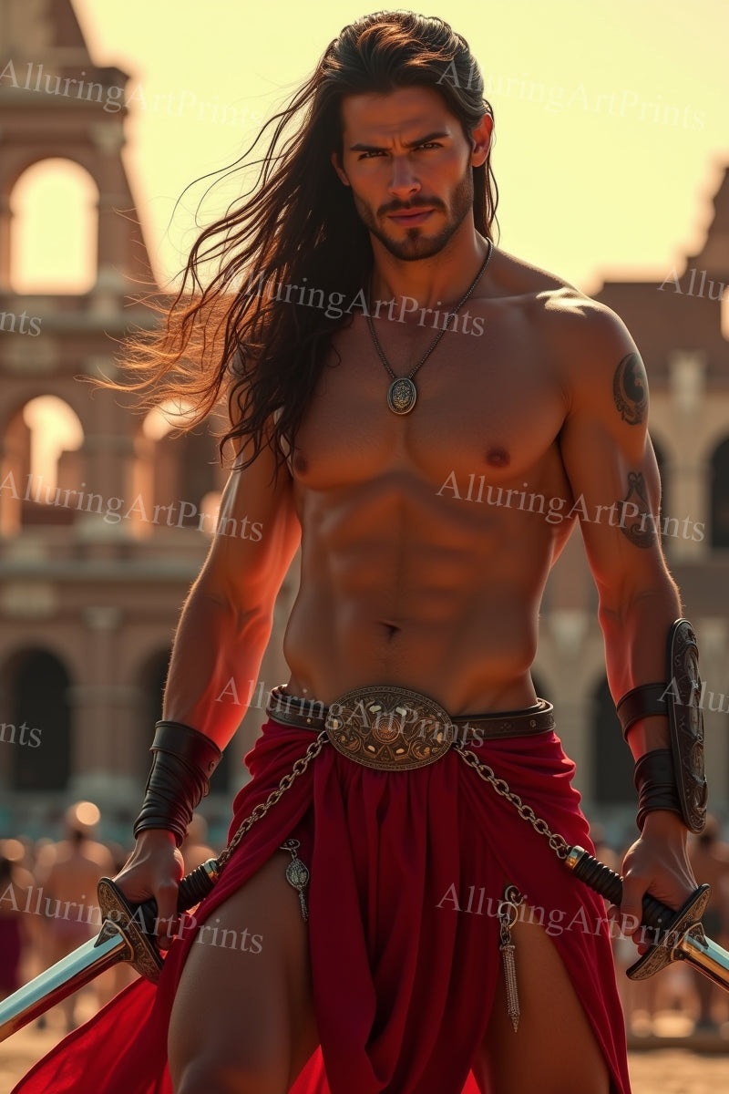 Male Model Muscular Digital Art AI Fantasy - 336F