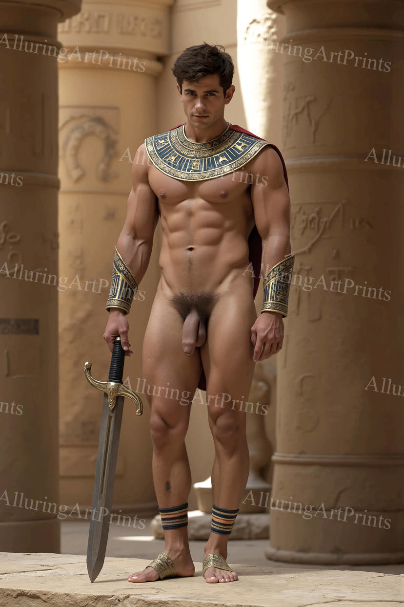 Nude Frontal Male Model Muscular Digital Art AI Fantasy - 40F