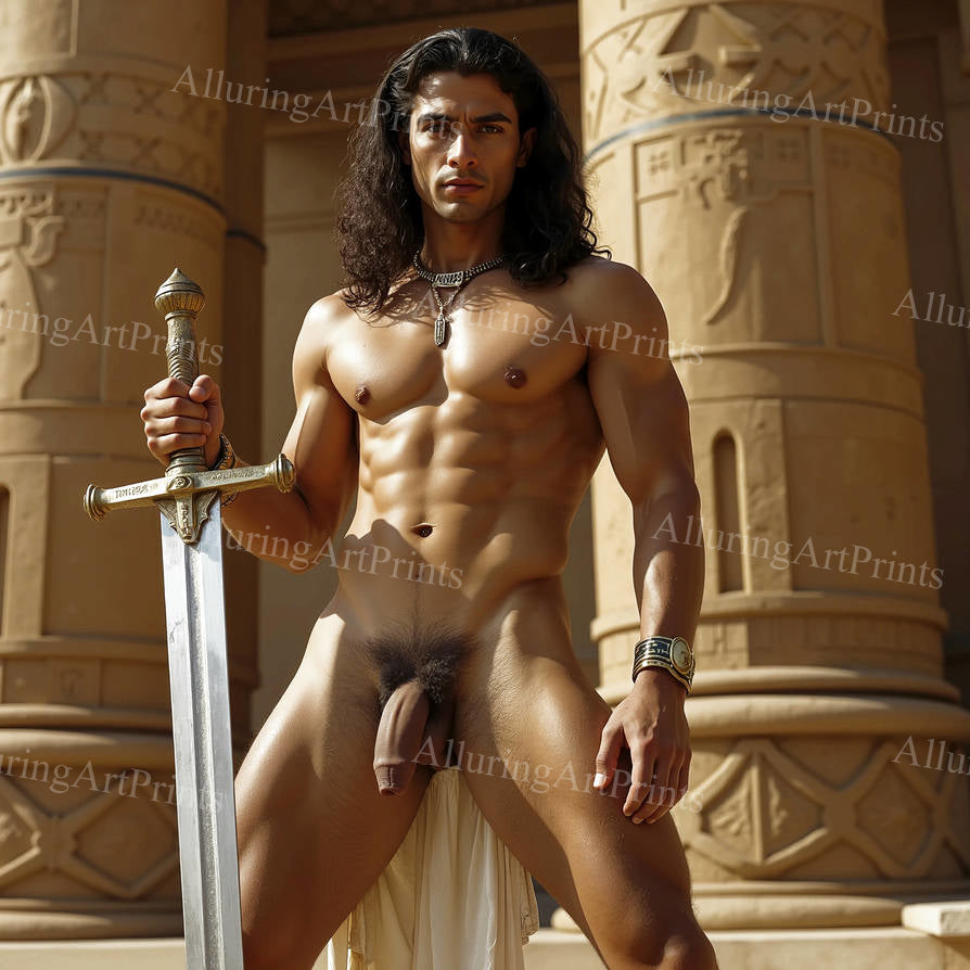 Nude Frontal Male Model Muscular Digital Art AI Fantasy - 46F