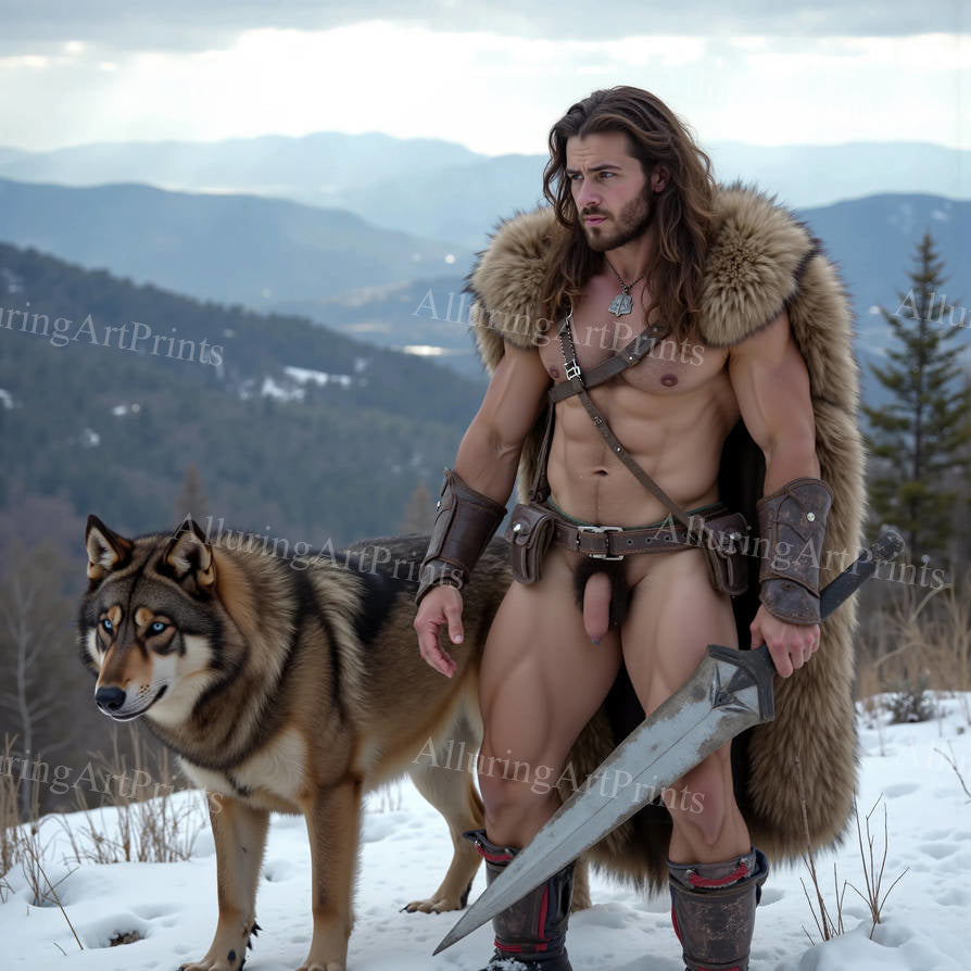 Nude Frontal Male Model Muscular Digital Art AI Fantasy - 84F