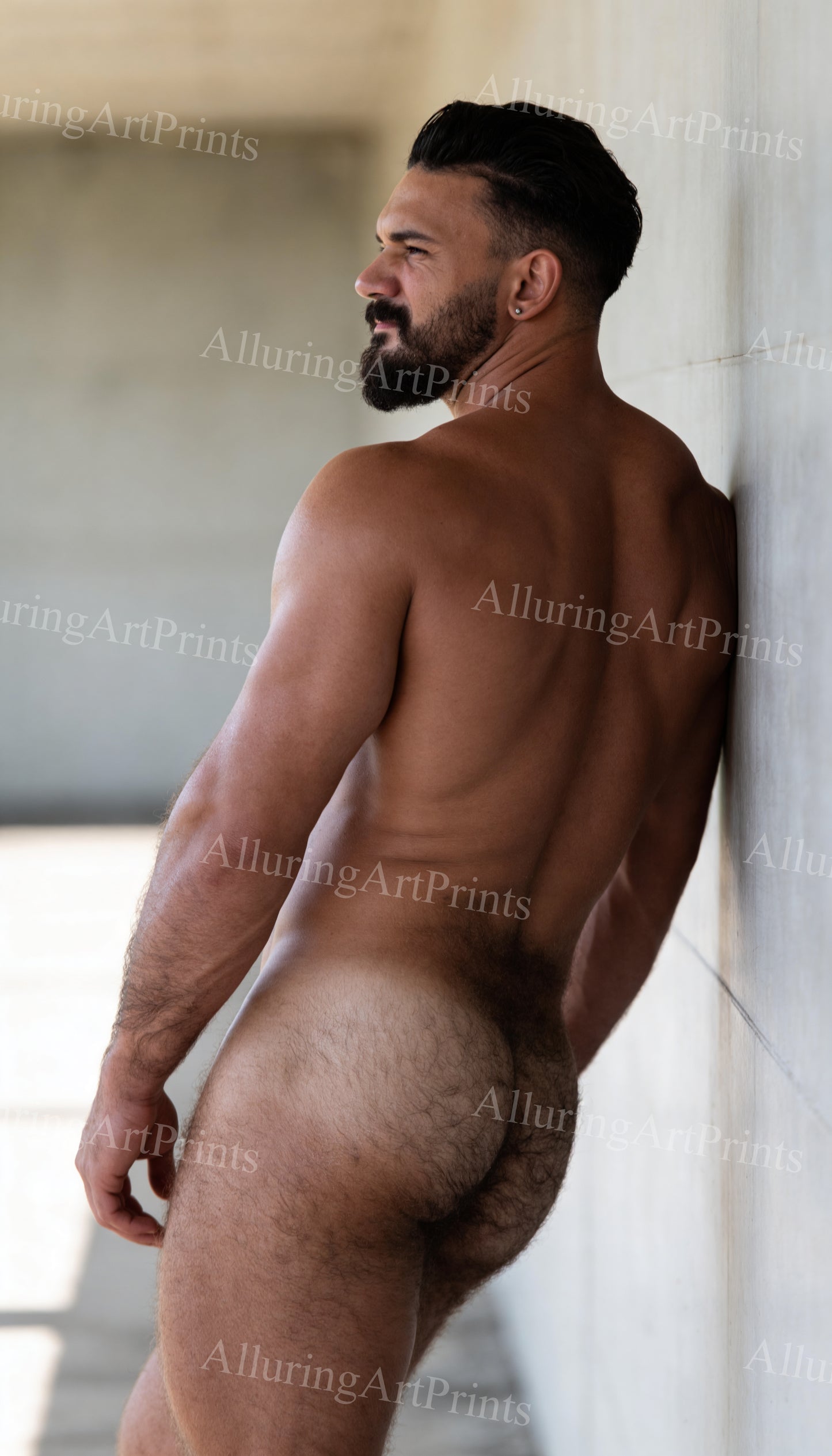 Nude Male Model Muscular Hairy Buns - G404