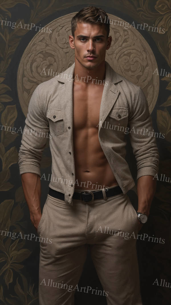 Male Model Muscular Digital Art AI Fantasy - G530