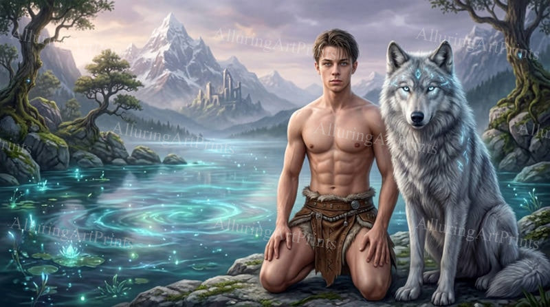 Male Model Hunk Muscular Digital Art AI Fantasy - G60