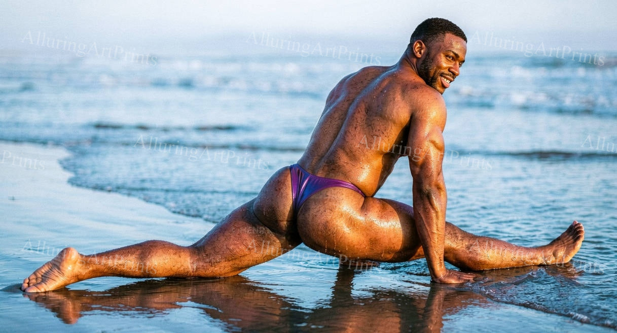 Nude Black Male Model Muscular Buns- G779