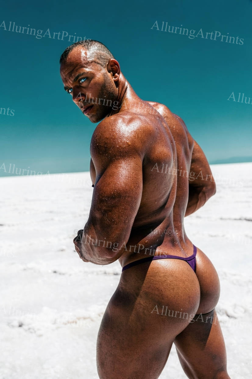 Nude Black Male Model Muscular Buns- G809