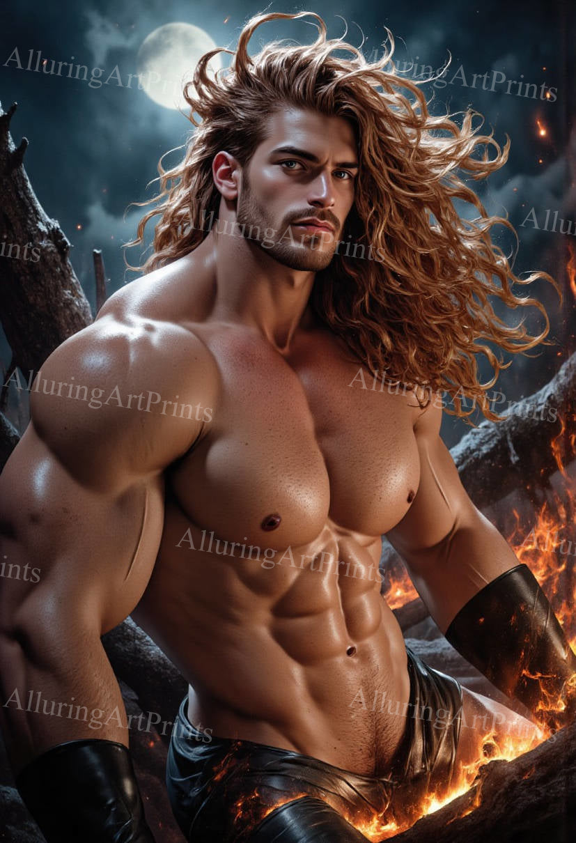 Male Model Muscular Digital Art AI Fantasy - H114