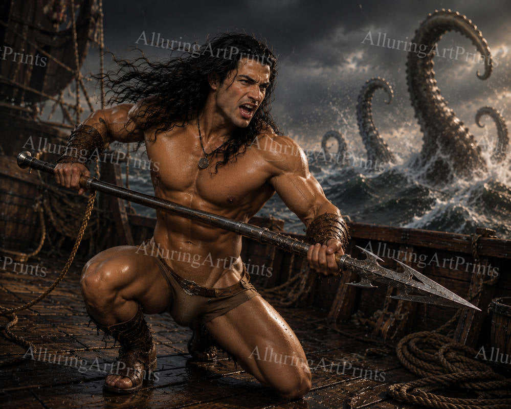 Male Model Muscular Digital Art AI Fantasy - H133