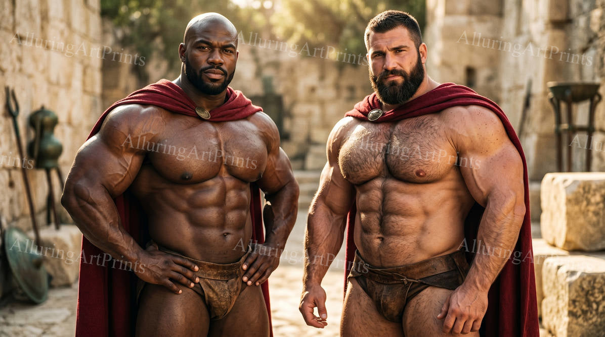 Black Male Models Muscular Digital Art AI Fantasy - H175