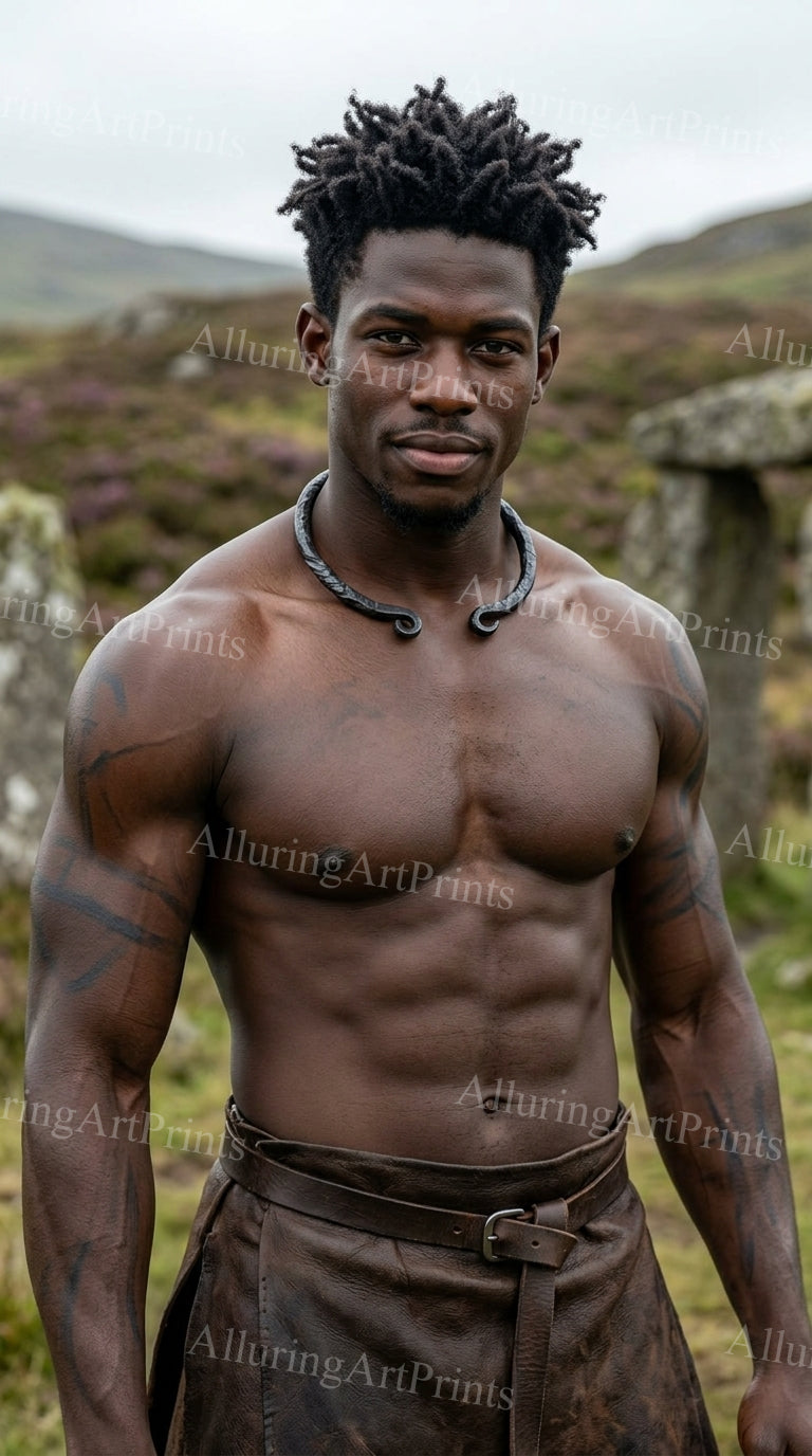 Black Male Model Muscular Digital Art AI Fantasy - H179