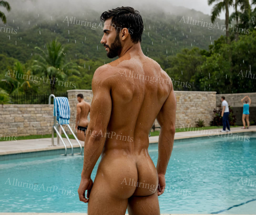 Nude Male Model Muscular Buns- H361
