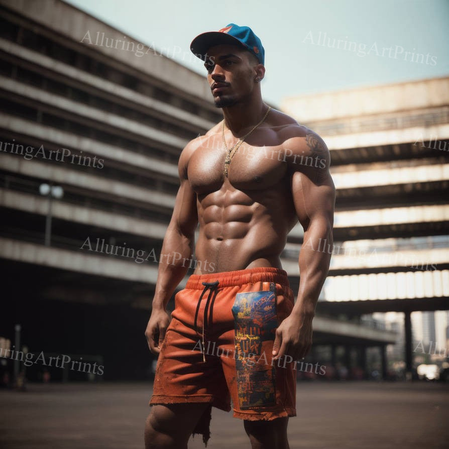 Nude Black Male Model Muscular - H51
