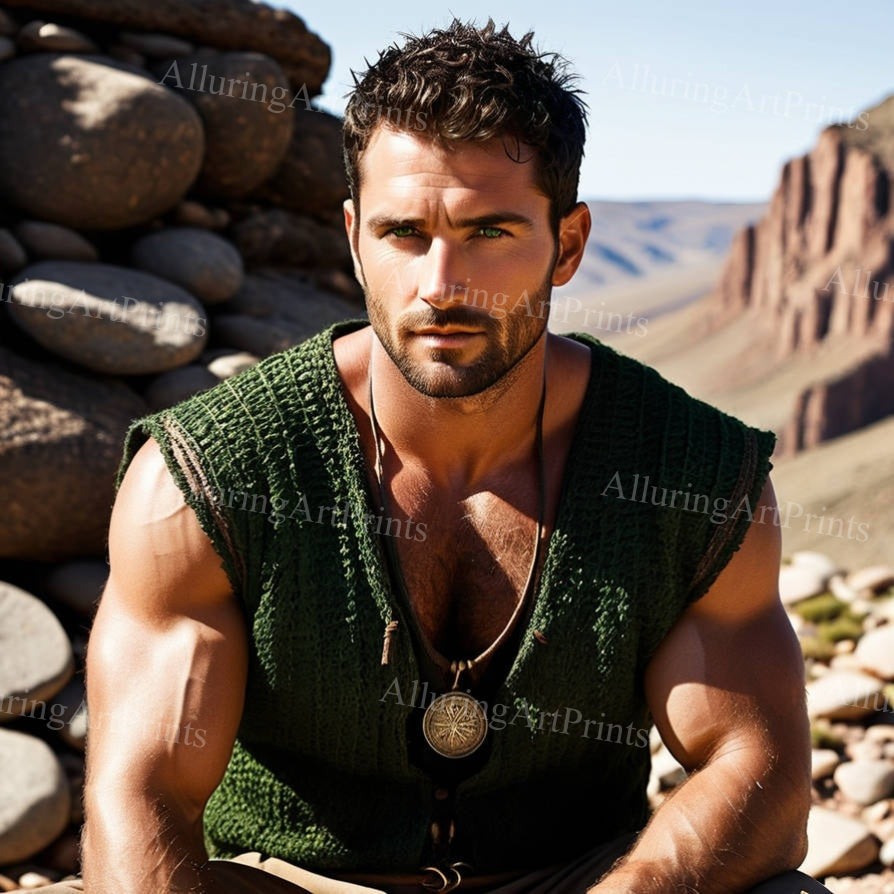 Male Model Muscular Digital Art AI Fantasy - H712