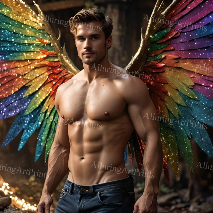 Male Model Muscular Digital Art AI Fantasy - H718